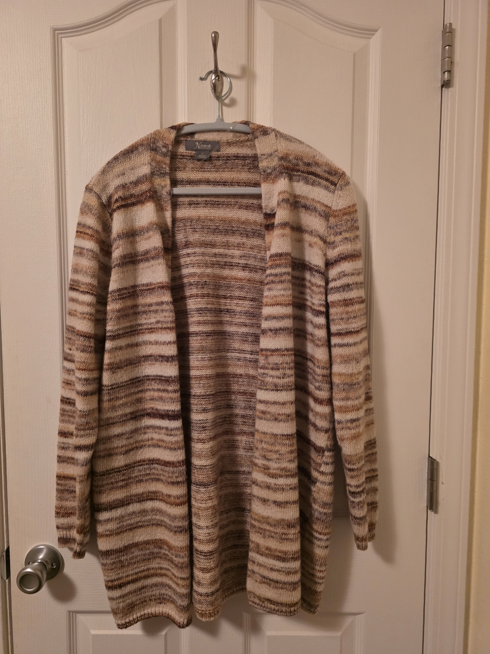 Natural Reflections Space Dye Open Front Long Cardigan Sweater Medium Wool